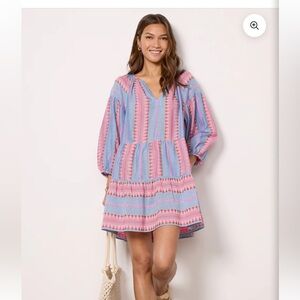 EUC Velvet by Graham & Spencer Blaize Striped Cotton Dress pink blue